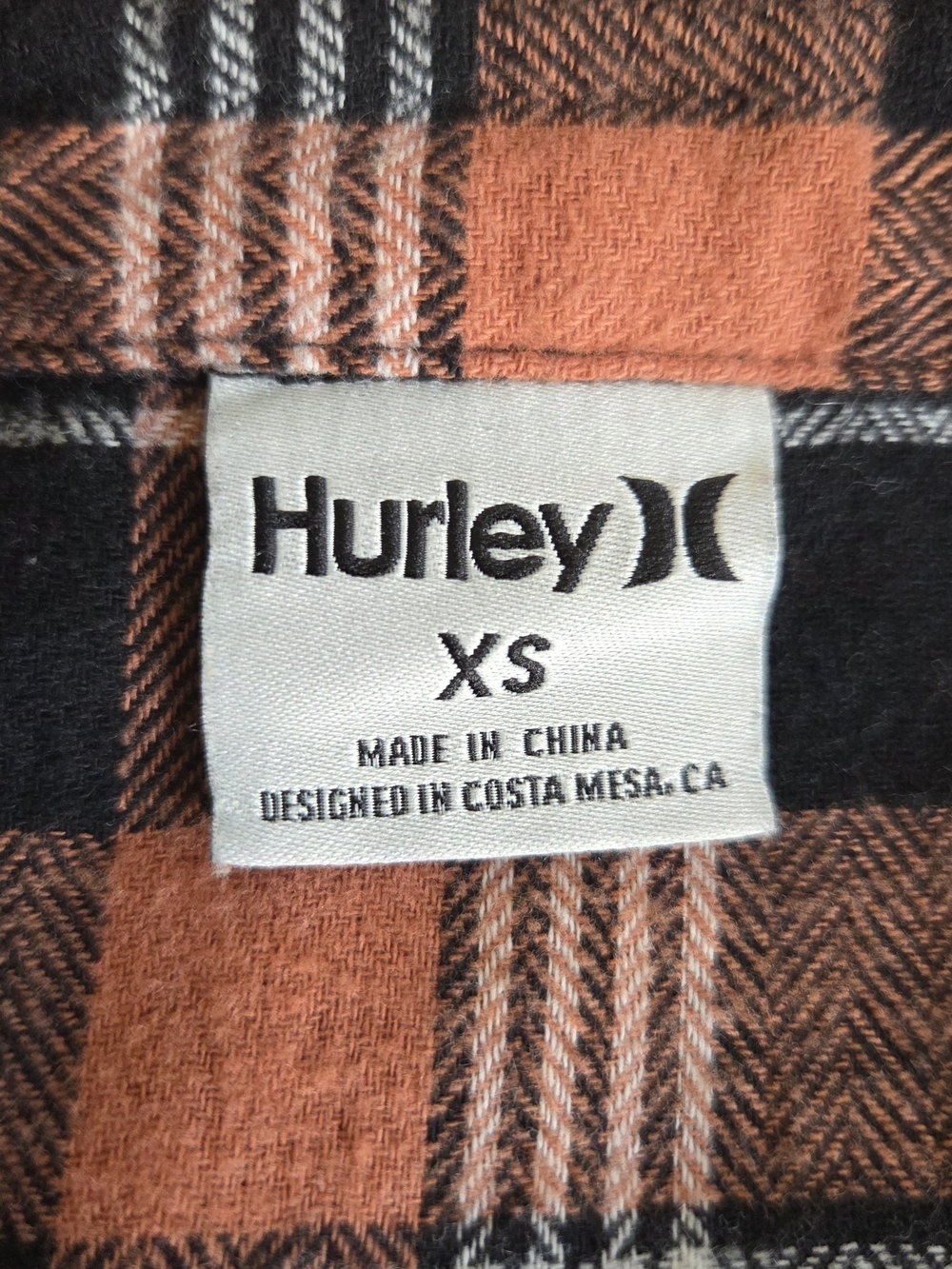 Hurley Orange and Black Plaid Button-Down Shirt Oversized  Size XS - Picture 7 of 8